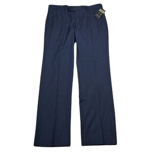Alfani Slim Fit Dress Pants Mens 33x30 Navy Blue Pinstripe Travel‎ Stretch NEW